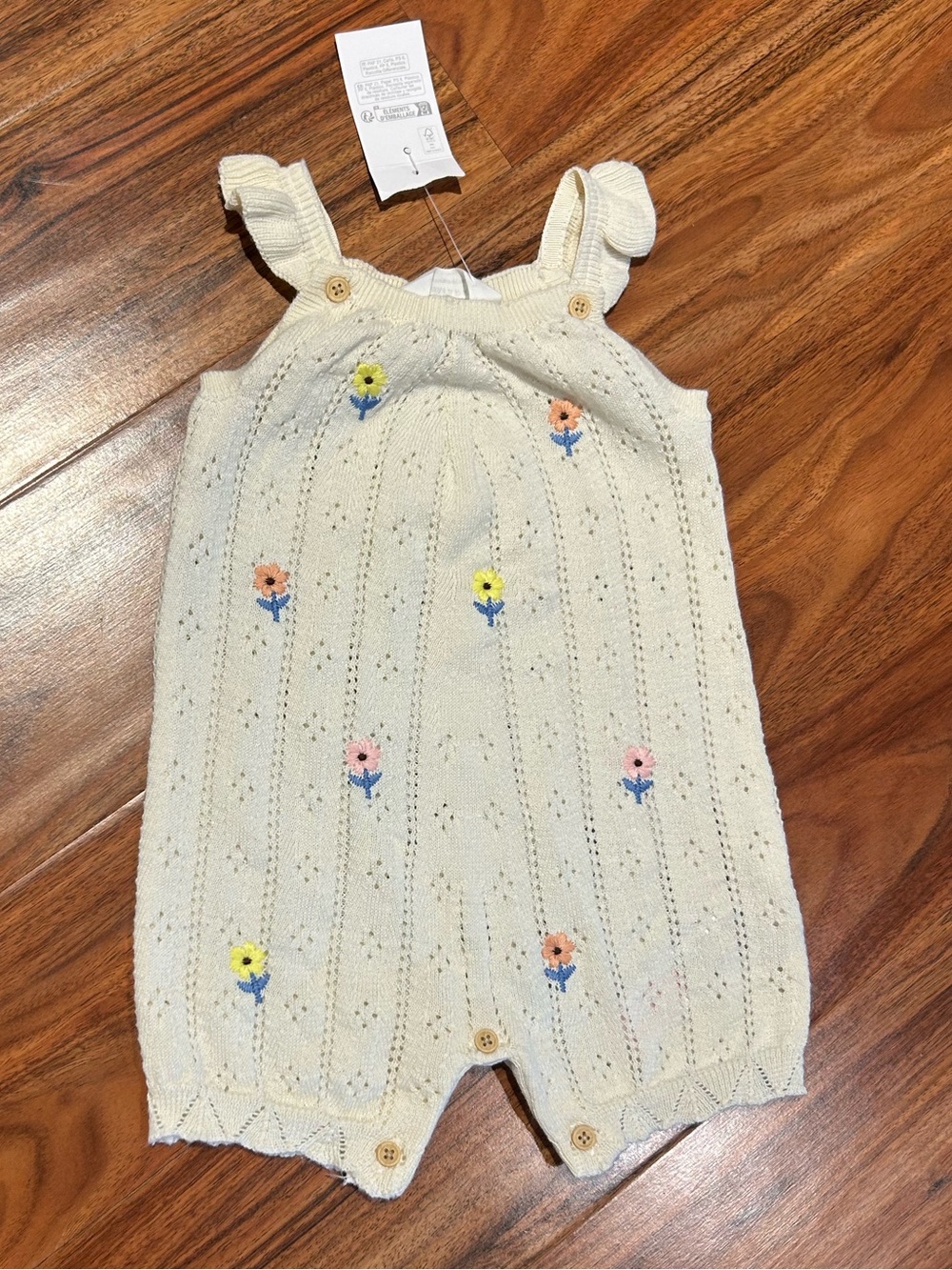 NWT primark floral knit onesie baby girls size 6 9 months